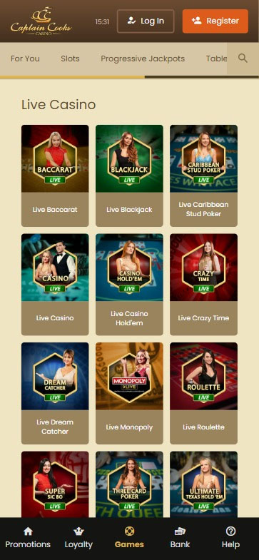 Captain Cooks Casino mobile preview 1