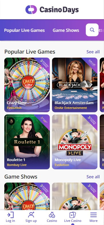 Casino Days mobile preview 1