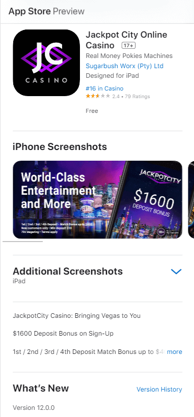 JackpotCity Casino App preview 1