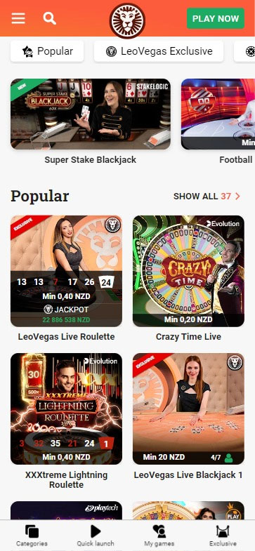 LeoVegas Casino mobile preview 1