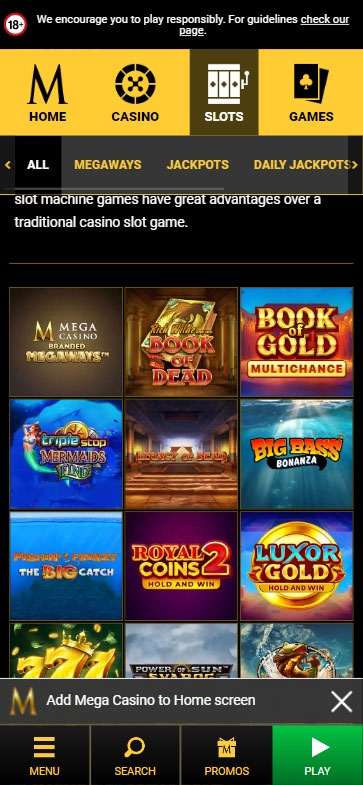 Mega Casino mobile preview 1
