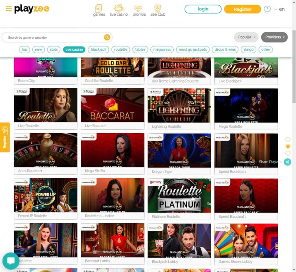 Playzee Casino Desktop preview 2