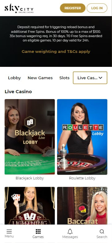 SkyCity Online Casino mobile preview 2