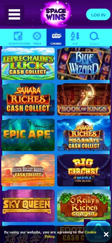 Space Wins Casino mobile preview 1