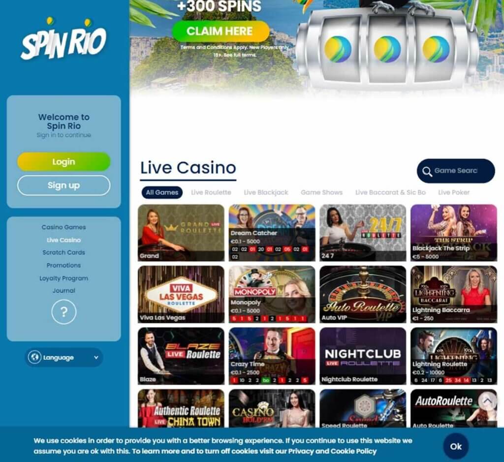 spinrio-casino- dektop-preview- live-casino