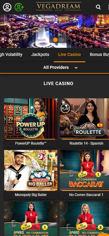 Vegadream Casino mobile preview 2