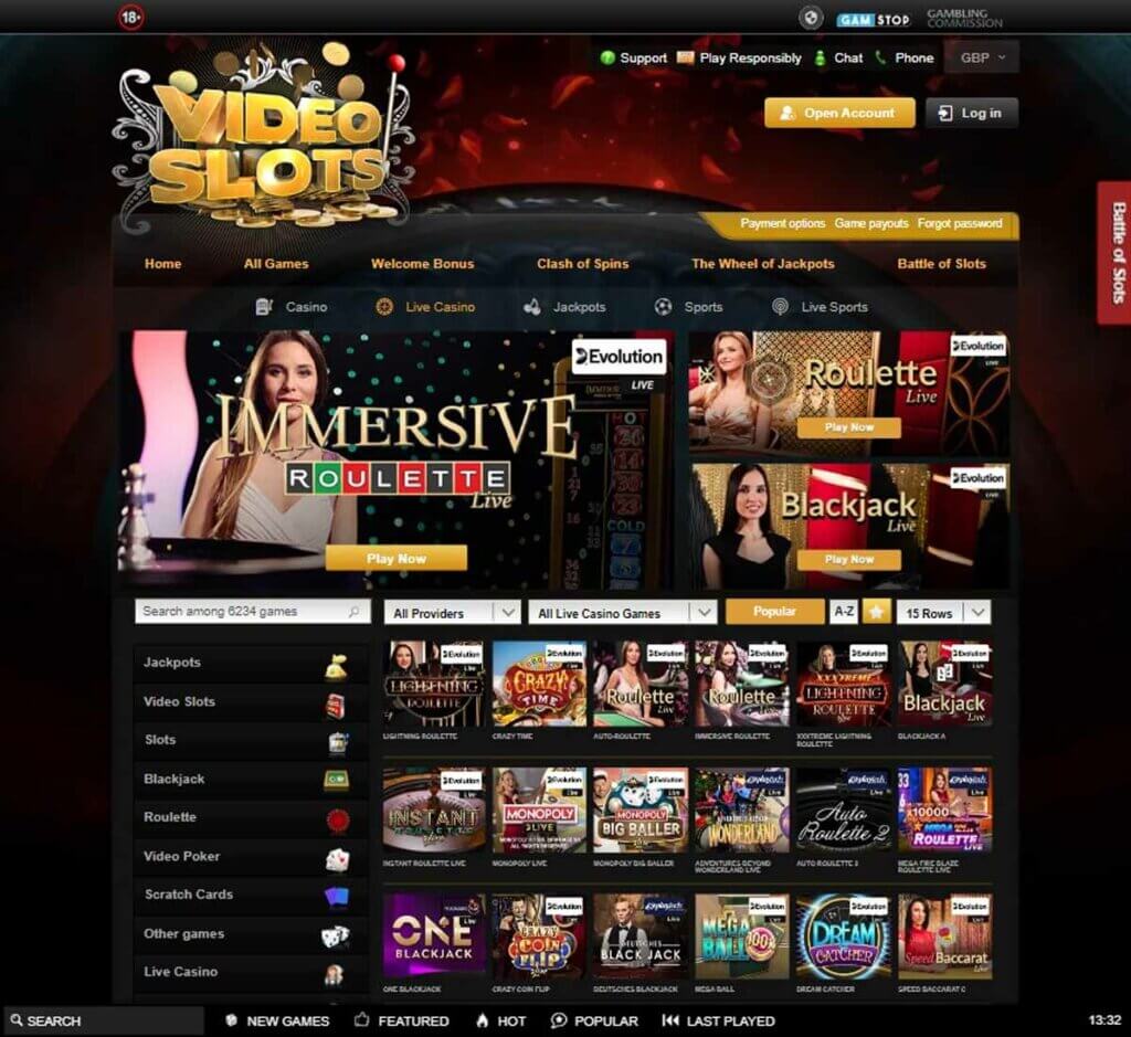 Videoslots Casino Desktop preview 1