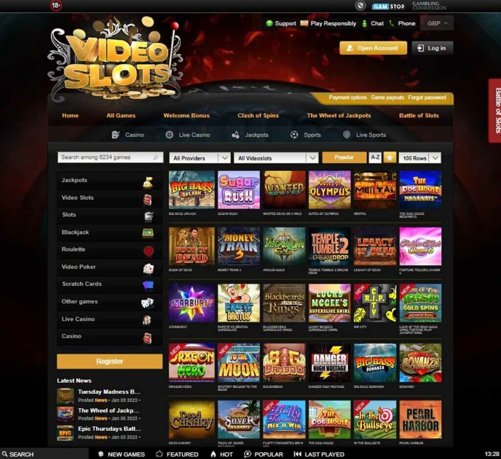 Videoslots Casino Desktop preview 2