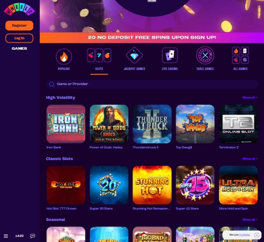 Wheelz Casino Desktop preview 2