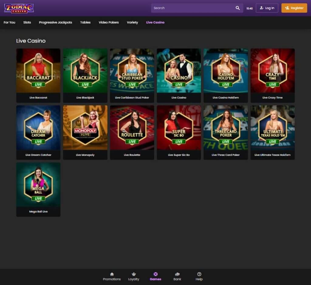 Zodiac Casino Desktop preview 1