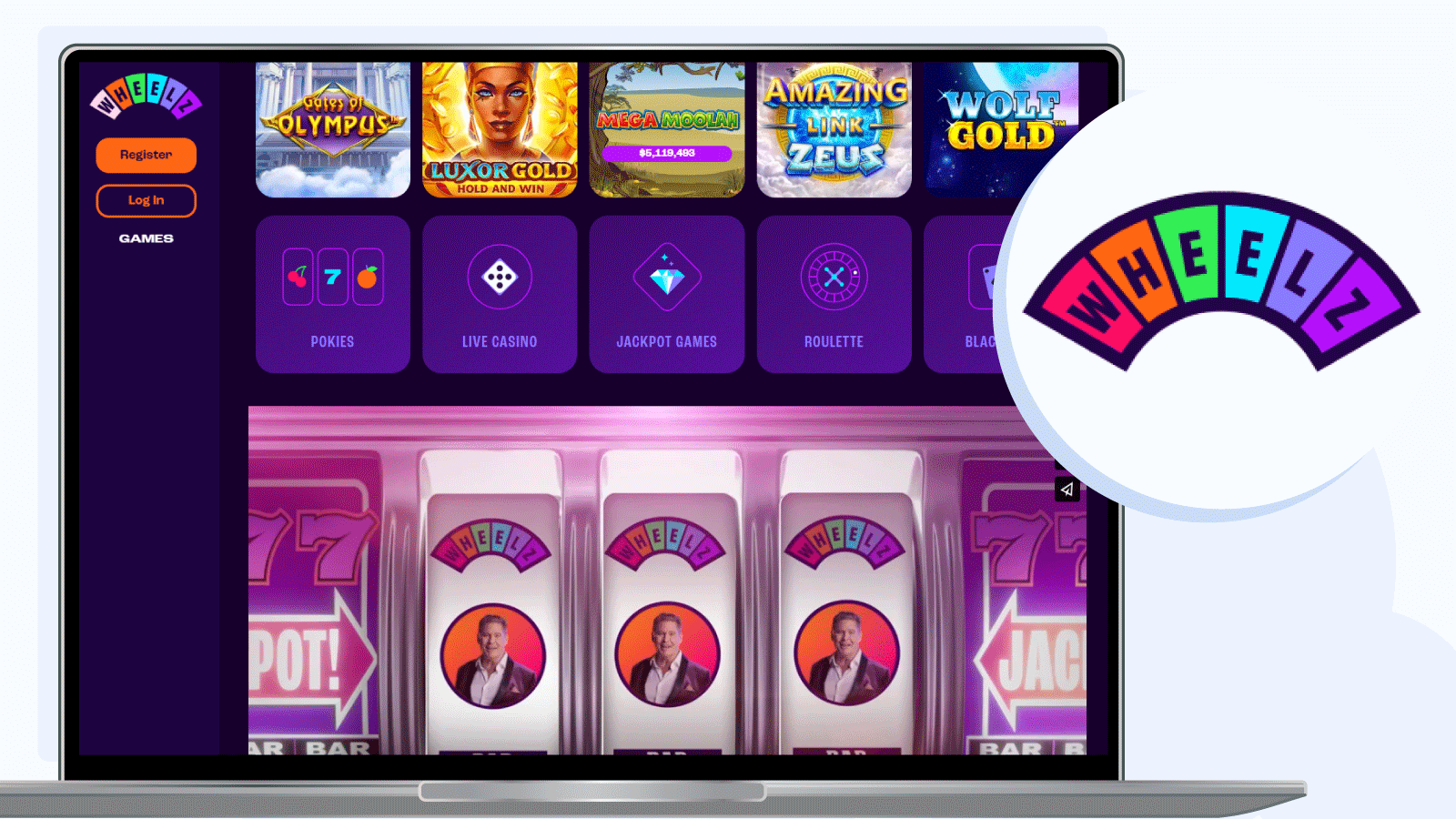 Wheelz casino homepage