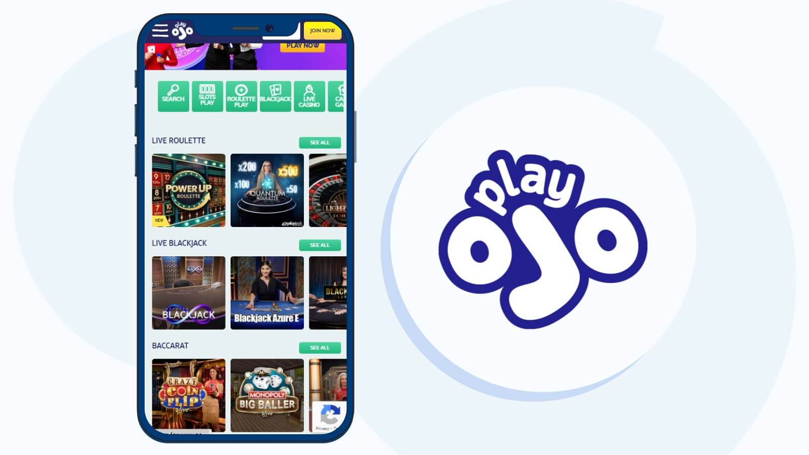 PlayOjo Casino – Best Live Casino Software Providers