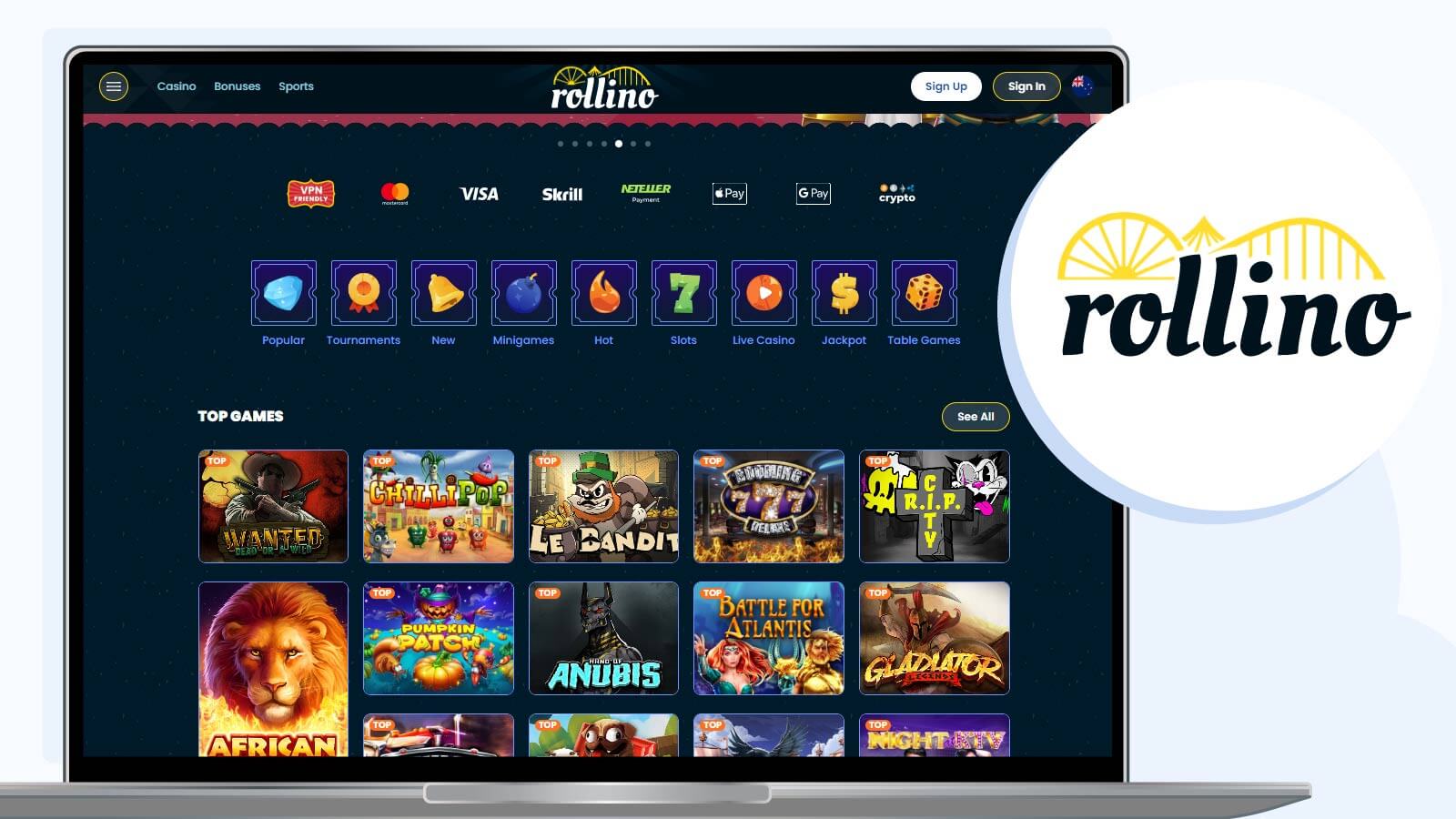 Best 20 Free Spins No Deposit on Sign-Up at Rollino Casino