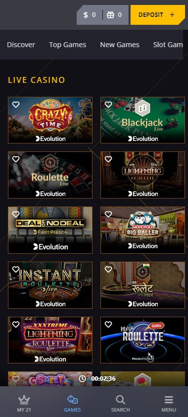 21 Casino mobile preview 2