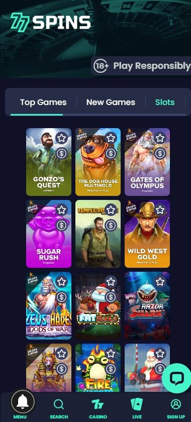 77Spins Casino mobile preview 2