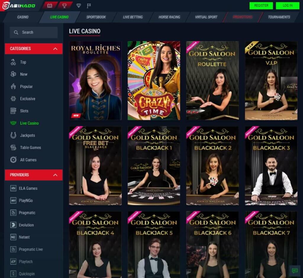 Casinado Casino live dealer games review
