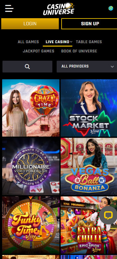 Casino Universe live dealer games review