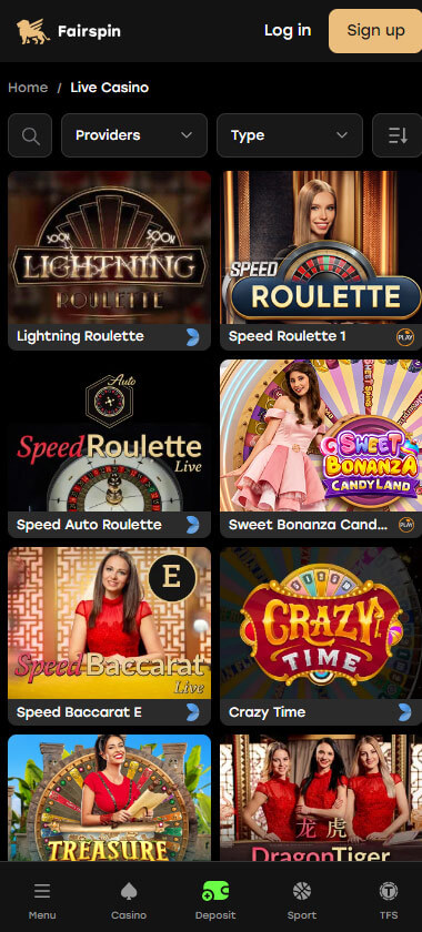 Fairspin Casino live dealer games mobile review