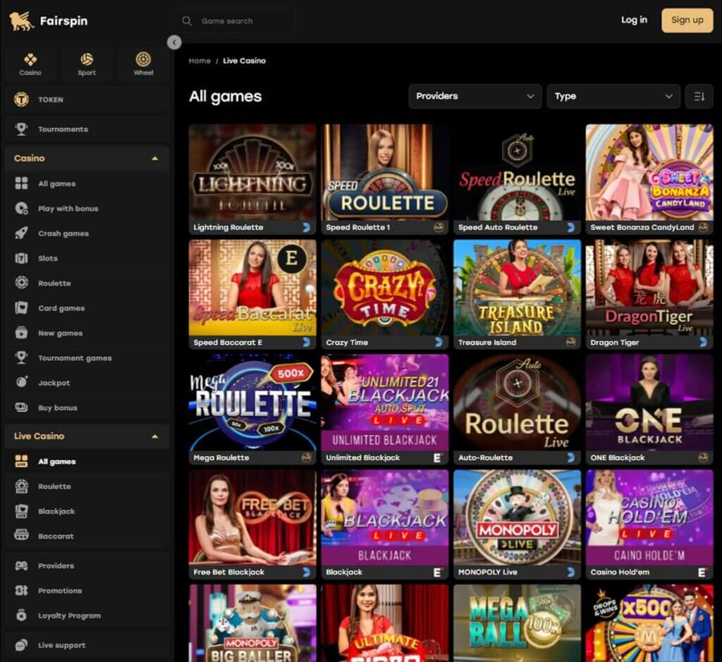 Fairspin Casino live dealer games review