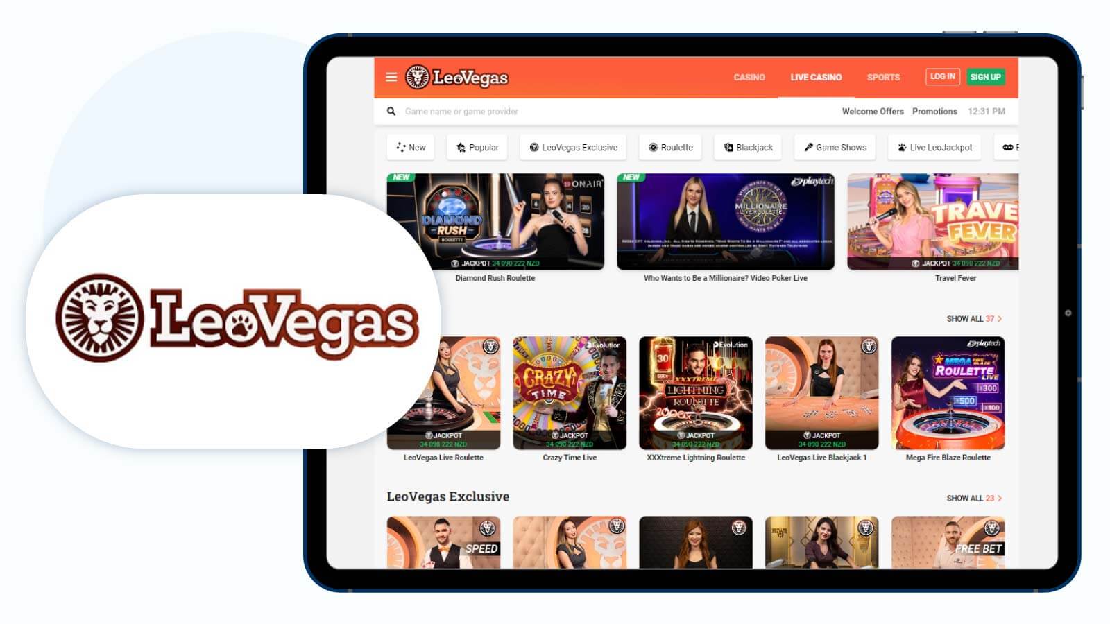 LeoVegas Casino Largest Playtech Live Casino Collection