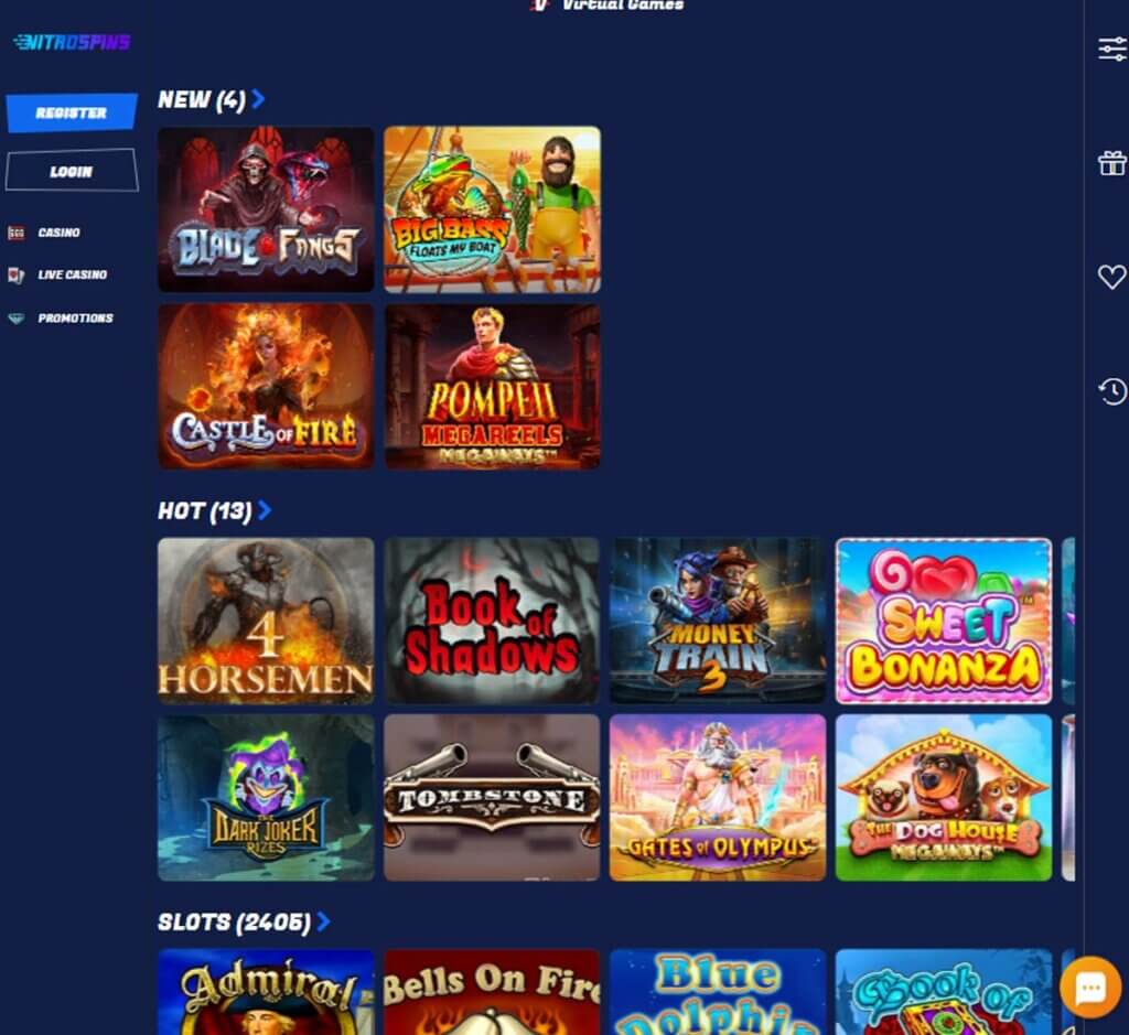 Nitrospins Casino home page review