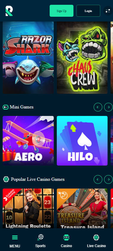 Rolletto Casino game types mobile review