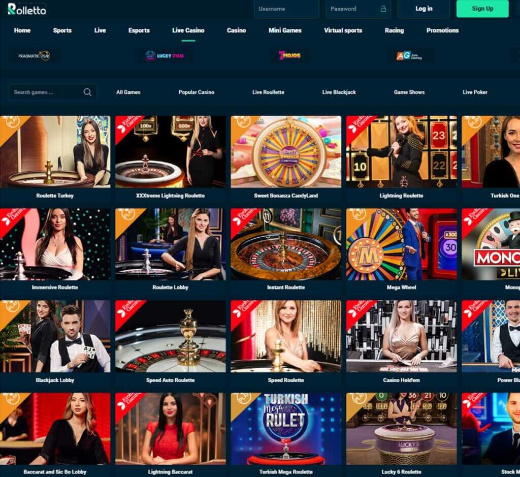 Rolletto Casino live dealer games review