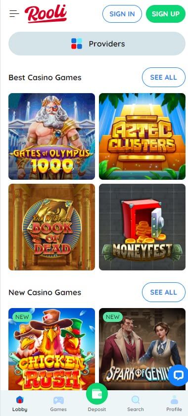 Rooli Casino mobile preview 1