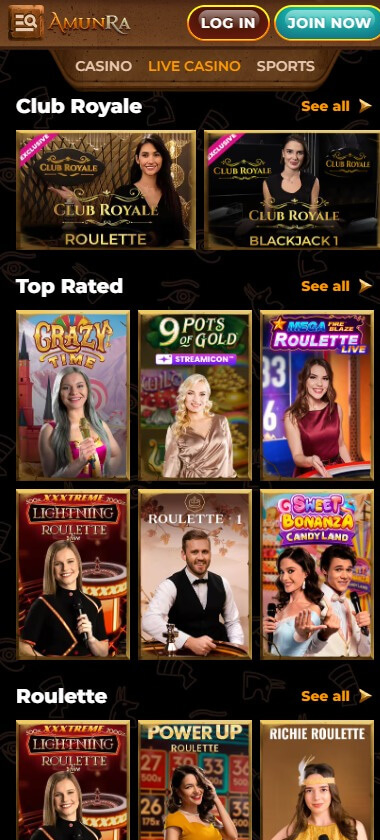AmunRa Casino mobile preview 2
