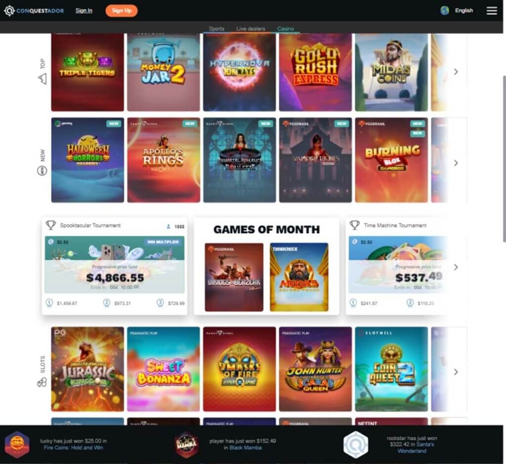 Conquestador Casino Desktop preview 1