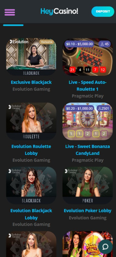 Hey Casino mobile preview 3