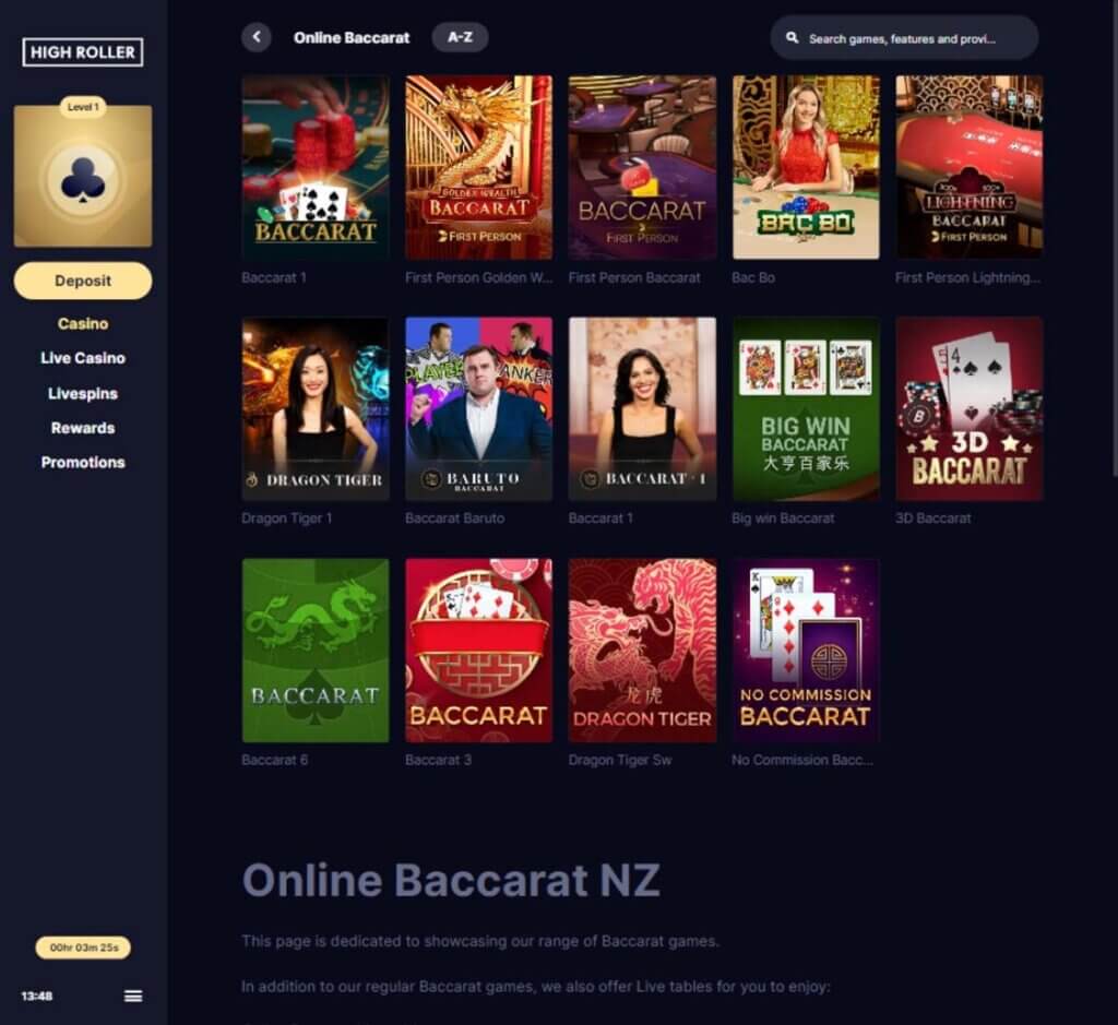 Highroller Casino Desktop preview 4