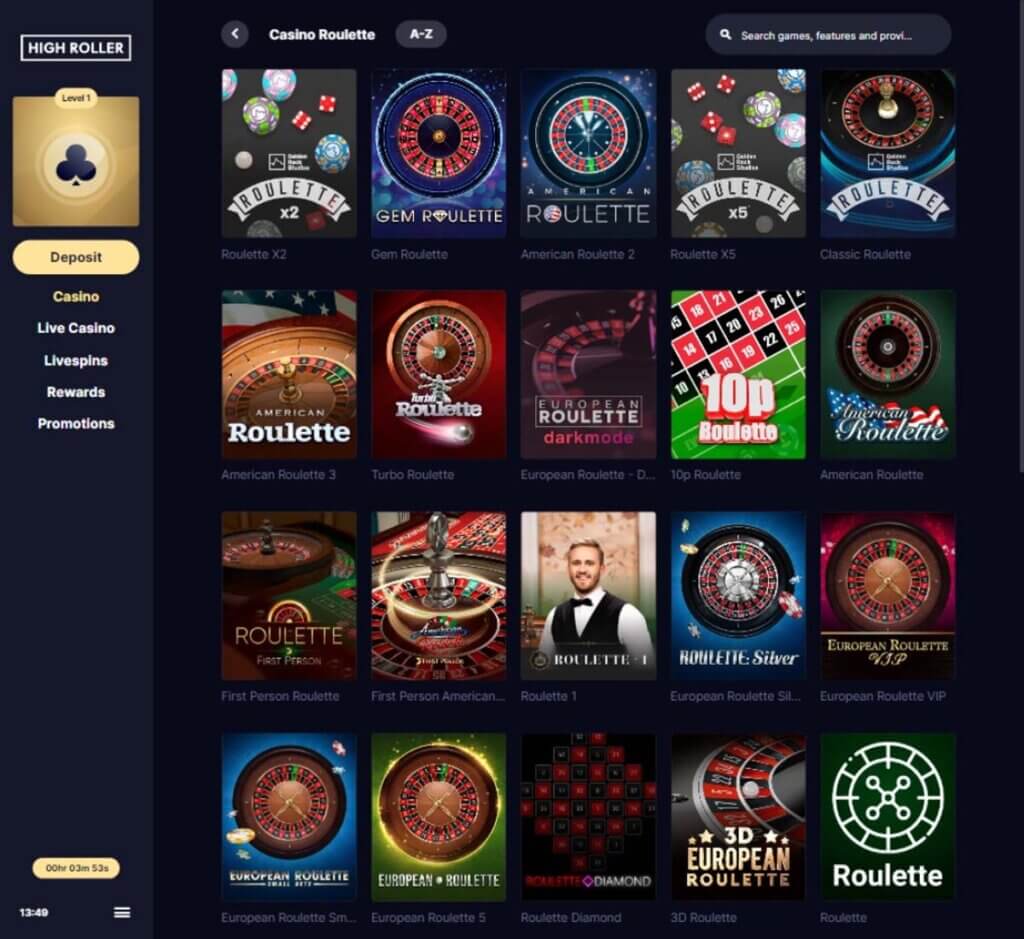 Highroller Casino Desktop preview 1