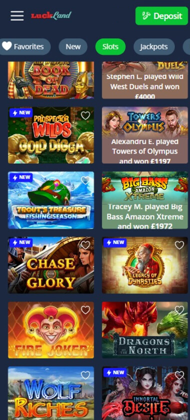Luckland Casino mobile preview 1