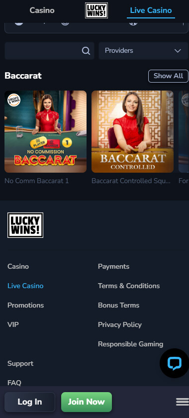 Lucky Wins Casino mobile preview 2