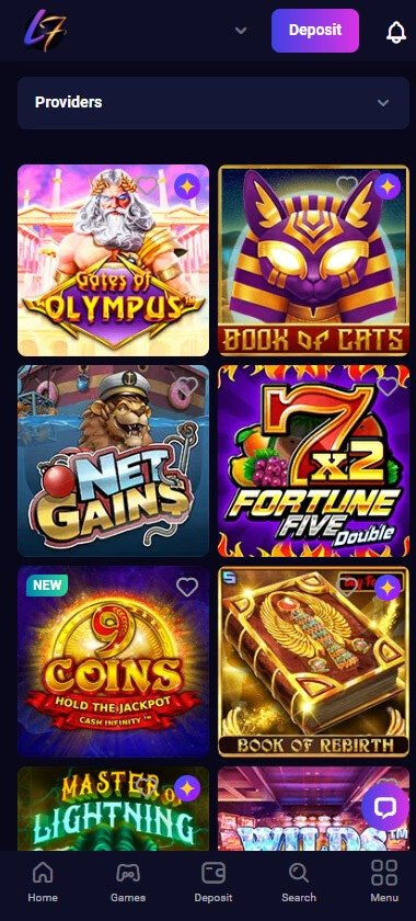 Lucky7even Casino mobile preview 2