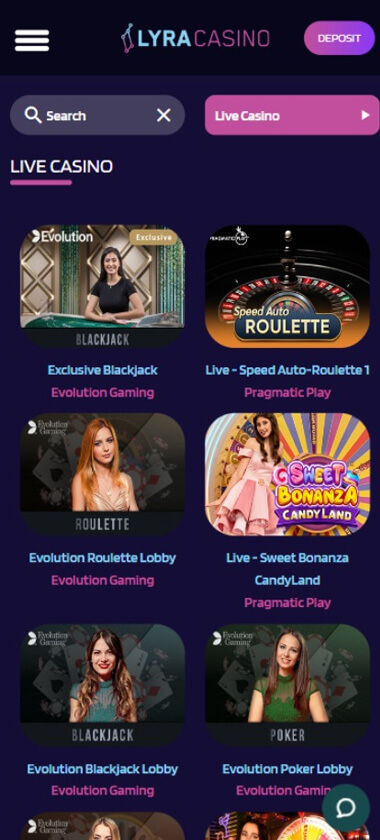 Lyra Casino mobile preview 3