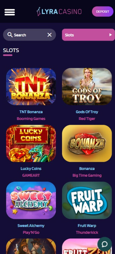 Lyra Casino mobile preview 2