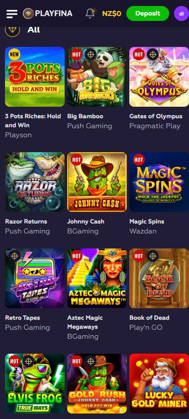 Playfina Casino mobile preview 4
