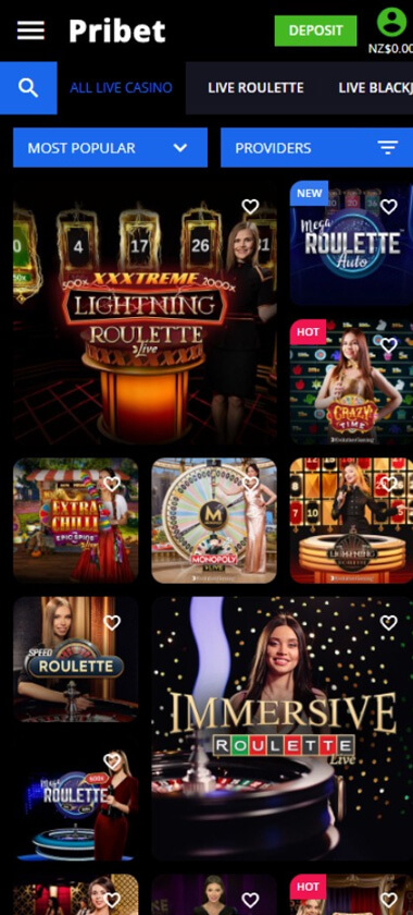 Pribet Casino mobile preview 2