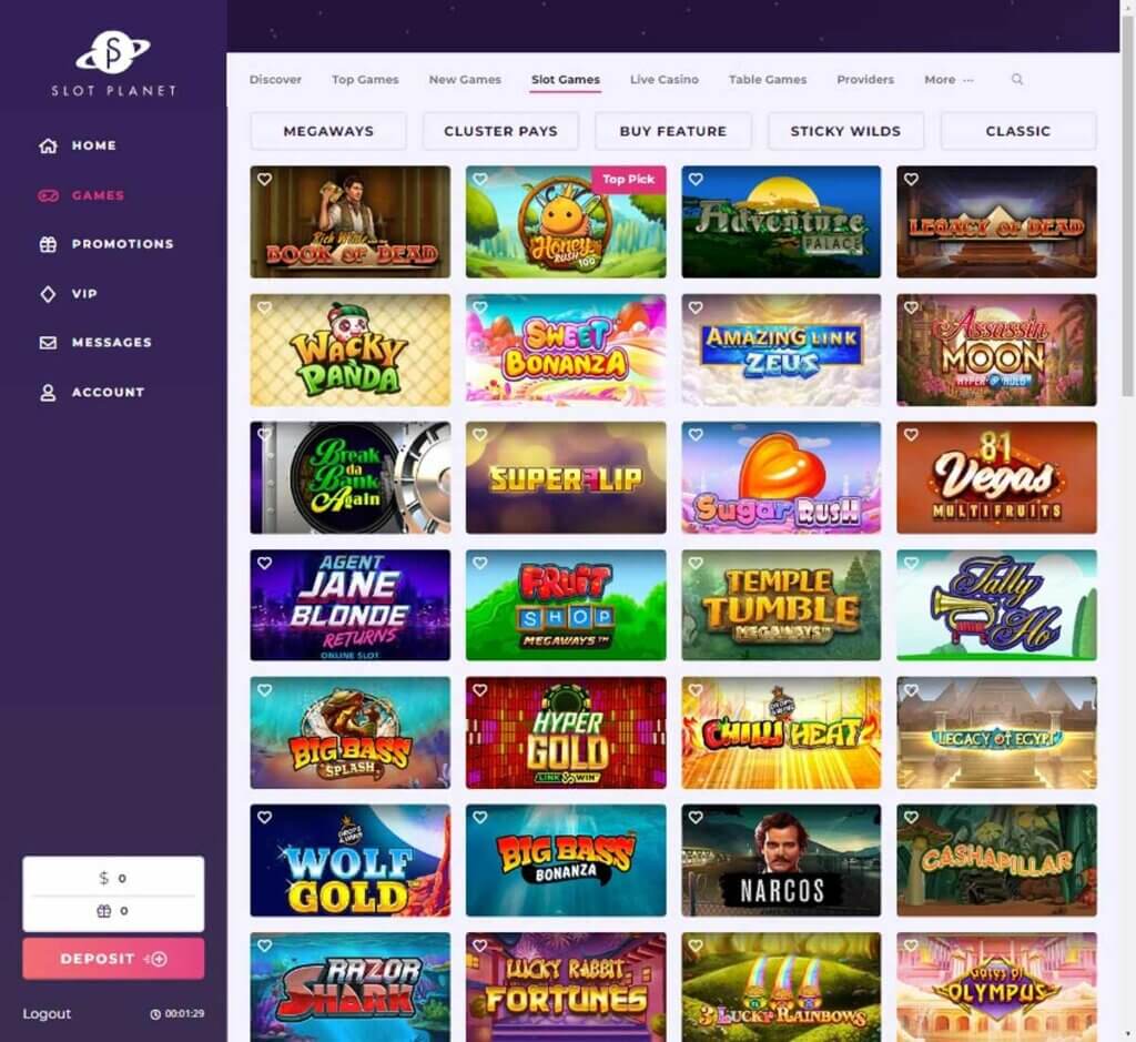 Slot Planet Casino Desktop preview 1