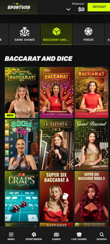 Sportuna Casino mobile preview 2