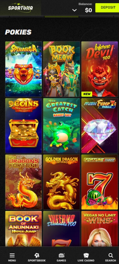Sportuna Casino mobile preview 5