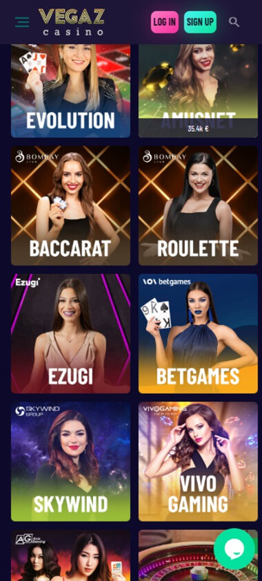 Vegaz Casino mobile preview 2