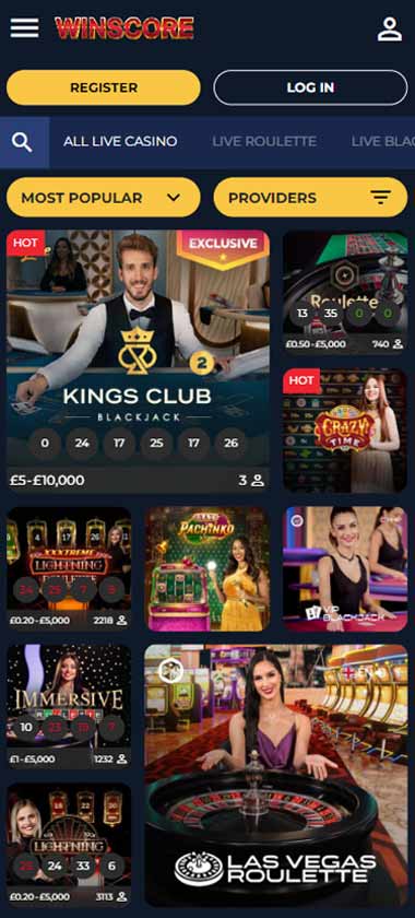Winscore Casino mobile preview 2